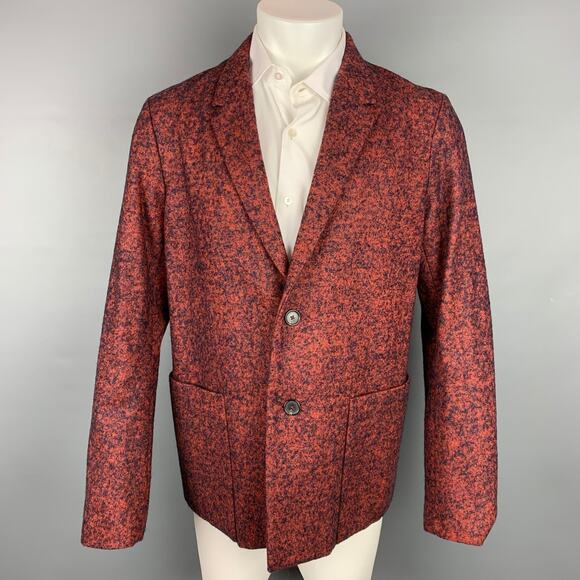 JIL SANDER Size 40 Brick & Black Tweed Wool Blend Notch Lapel Sport Coat - Picture 1 of 5